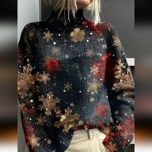 Nwt. Festive Black and Gold Women's Sweater